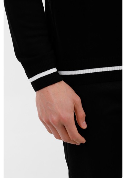 Siyah Bisiklet Yaka Triko Kazak fırsatları