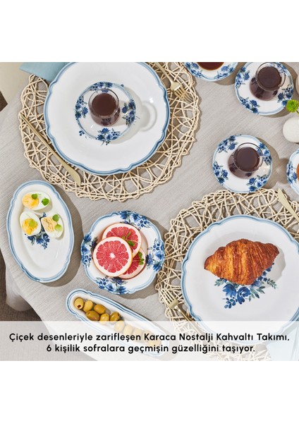 Nostalji 32 Parça 6 Kişilik Stoneware Kahvaltı Servis Seti