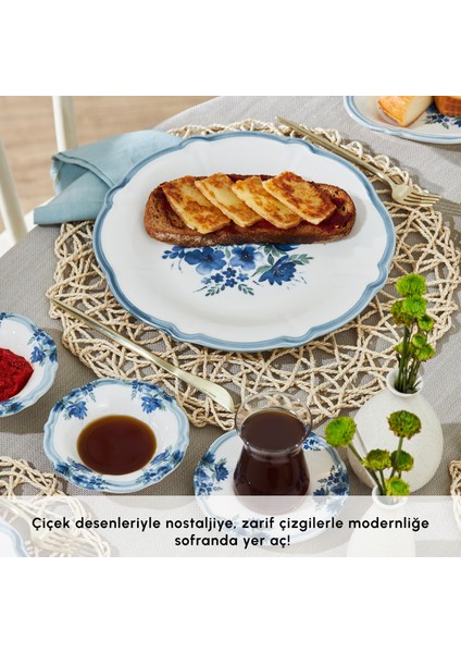 Nostalji 32 Parça 6 Kişilik Stoneware Kahvaltı Servis Seti