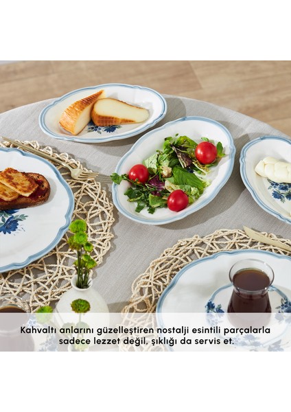 Nostalji 32 Parça 6 Kişilik Stoneware Kahvaltı Servis Seti