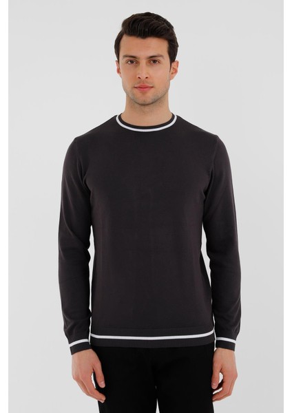 Antrasit Bisiklet Yaka Triko Kazak