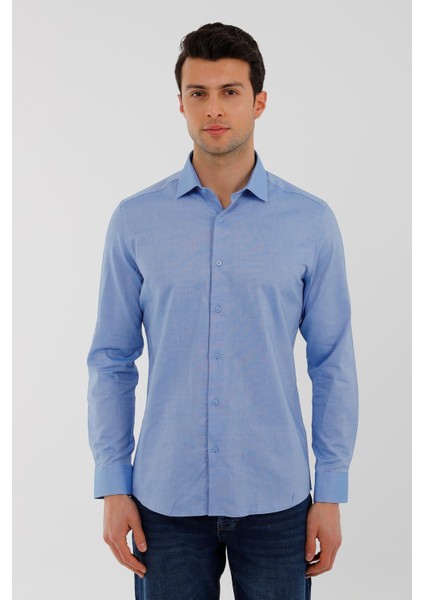 Mavi Slim Fit Uzun Kol Oxford Klasik Gömlek