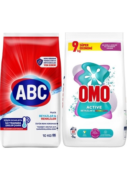 Matik Toz Çamaşır Deterjanı 10 kg Klasik Beyazlar & Renkliler (66 Yıkama)+ 9 kg Beyaz ve Renkliler