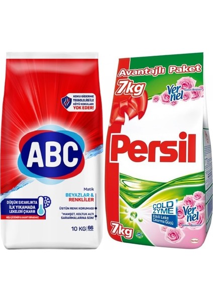 Matik Toz Çamaşır Deterjanı 10 kg Klasik Beyazlar & Renkliler (66 Yıkama) + 7 kg gülün Büyüsü