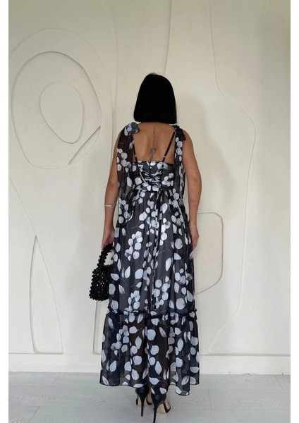 Siyah Şifon Drapeli Elbise fırsatları