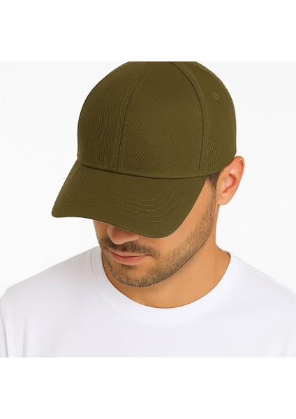 Unisex Haki Renk Spor Ayarlanabilir Pamuklu Cap Şapka
