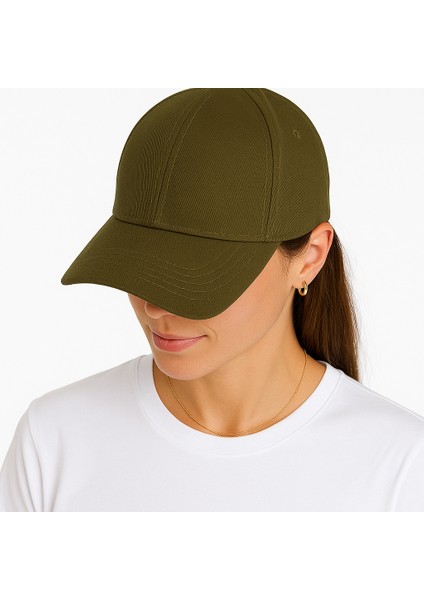 Unisex Haki Renk Spor Ayarlanabilir Pamuklu Cap Şapka