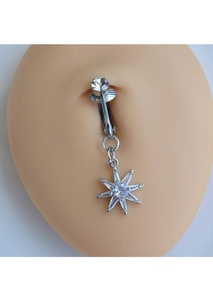 Deliksiz Kuzey Yıldızı Sallantılı Sıkıştırma Klipsli Göbek Piercingi Belly Piercing
