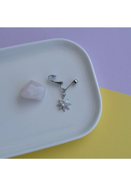 Deliksiz Kuzey Yıldızı Sallantılı Sıkıştırma Klipsli Göbek Piercingi Belly Piercing indirimleri