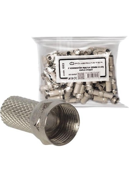 F Konnektör Rg6-U4 18MM Geniş (100 ADET)-UJ-2005