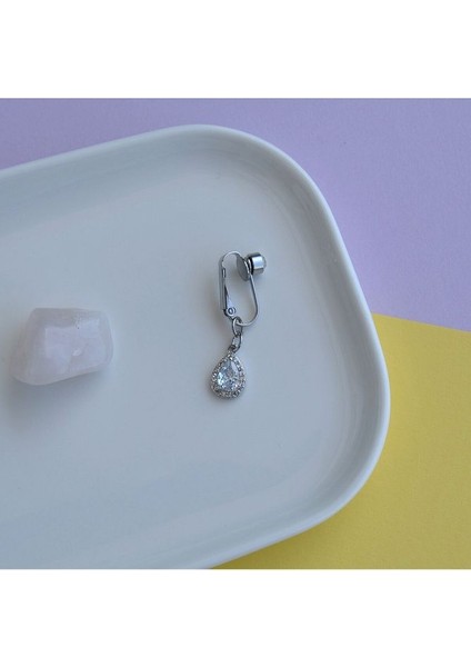 Deliksiz Zirkon Damla Sallantılı Sıkıştırma Klipsli Göbek Piercingi Belly Piercing modelleri