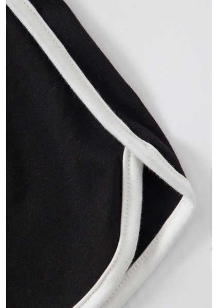 Kadın Siyah Askılı Crop Top ve Şortlu Gecelik Takım
