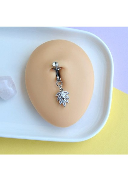 Deliksiz Yaprak Sallantılı Sıkıştırma Klipsli Göbek Piercingi Belly Piercing fiyatları