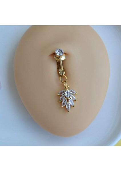 Deliksiz Yaprak Sallantılı Sıkıştırma Klipsli Göbek Piercingi Belly Piercing indirimleri