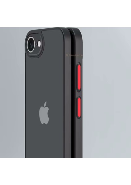 Apple iPhone 16E Kılıf Mat Parmak Izi Yapmaz Kamera Korumalı Renkli Tuşlu Buzlu Silikon Kapak Logo Gösterir