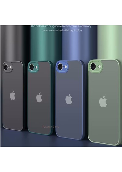 Apple iPhone 16E Kılıf Mat Parmak Izi Yapmaz Kamera Korumalı Renkli Tuşlu Buzlu Silikon Kapak Logo Gösterir