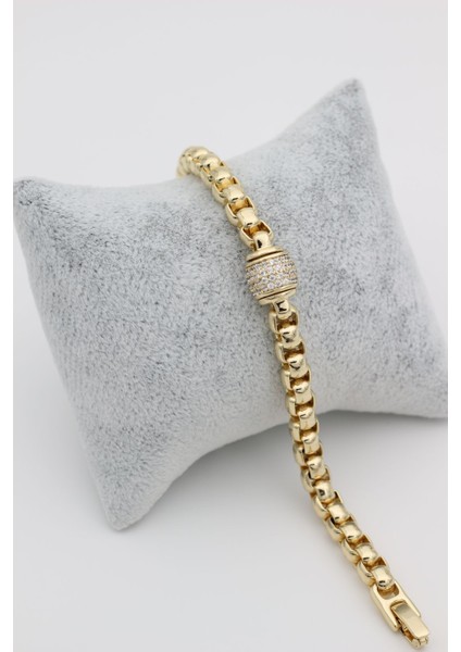 Stil Incisi/xupıng Jewelry Ortası Yuvarlak Zirkon Taşlı Bileklik