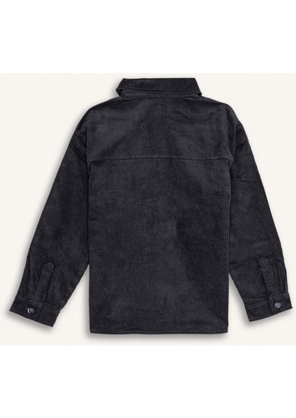 Erkek Çocuk Oversize Geniş Kalıp Polo Yaka Kadife Uzun Kollu Gömlek C9079A824WN modelleri