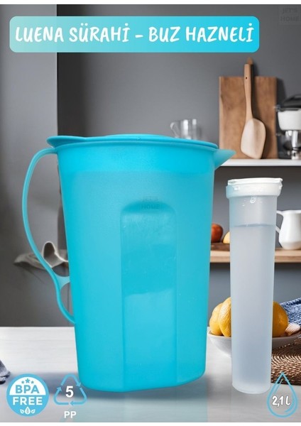Luena Sürahi Pp-5 Kokusuz Sürahi Soğutuculu Turkuaz Sürahi Bpa Free 2,1 L modelleri