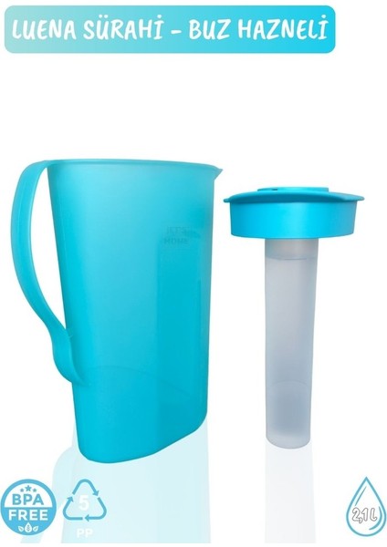 Luena Sürahi Pp-5 Kokusuz Sürahi Soğutuculu Turkuaz Sürahi Bpa Free 2,1 L fırsatları