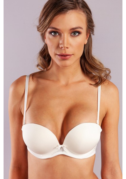 Genius Balconette Heavy Push Up Bra, Ekru Konforlu ve Şık Sütyen