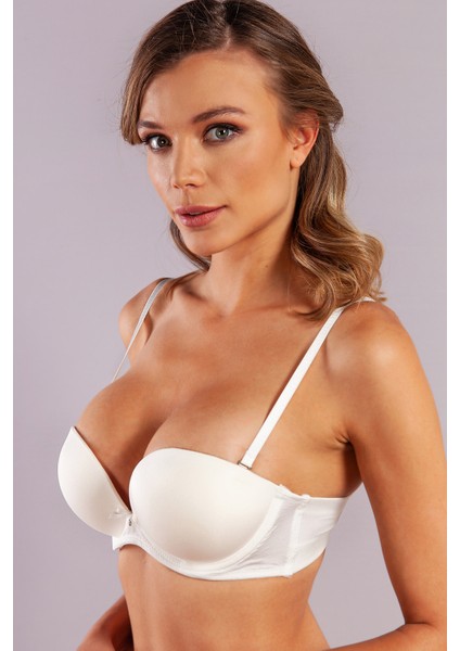 Genius Balconette Heavy Push Up Bra, Ekru Konforlu ve Şık Sütyen
