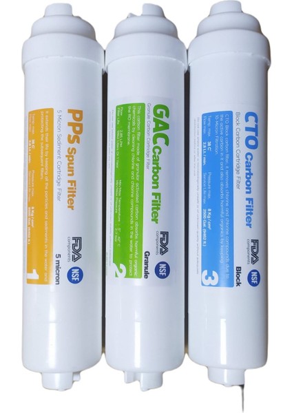 Su Arıtma Cihazı Kapalı Kasa Ilk 3 Aşama Filtre Seti - Inline Quick Filtre