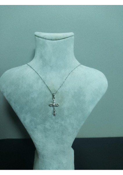 Taş Detaylı Paslanmaz Çelik Haç Kolye - Kadın Erkek Unisex Kolye