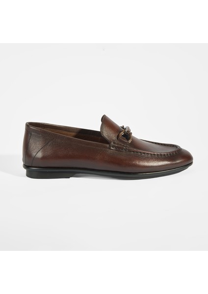 Erkek Kahve Slip-On Deri Loafer