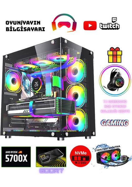 Webstar X15 Ryzen 7 5700X 32GB Ram 1tb M.2 Nvme SSD 16GB RTX5060TI Sıvı Soğutmalı Oyuncu Bilgisayarı