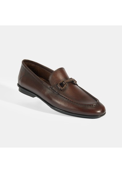 Erkek Kahve Slip-On Deri Loafer indirimleri