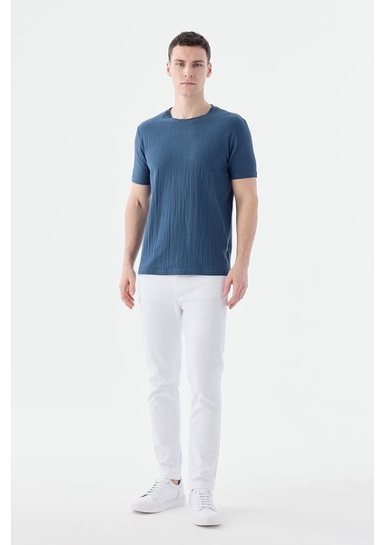 Lacivert Slim Fit Bisiklet Yaka T-Shirt fiyatları