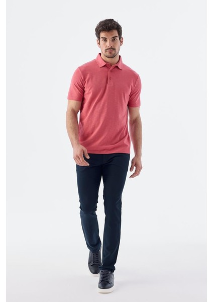 Gül Kurusu Düğme Detaylı Slim Fit Polo Yaka T-Shirt
