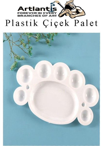 Plastik Çiçek Palet 2 Adet Çiçek Boya Paleti 8 Hazneli 17 cm Resim Boyama Paleti Fırça Sanatsal Hobi