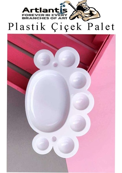 Plastik Çiçek Palet 2 Adet Çiçek Boya Paleti 8 Hazneli 17 cm Resim Boyama Paleti Fırça Sanatsal Hobi