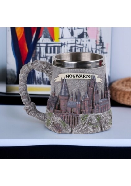Harry Potter Howarts 3D Kabartmalı Dış Yüzey Içi Çelik Kupa Termos Hediyelik