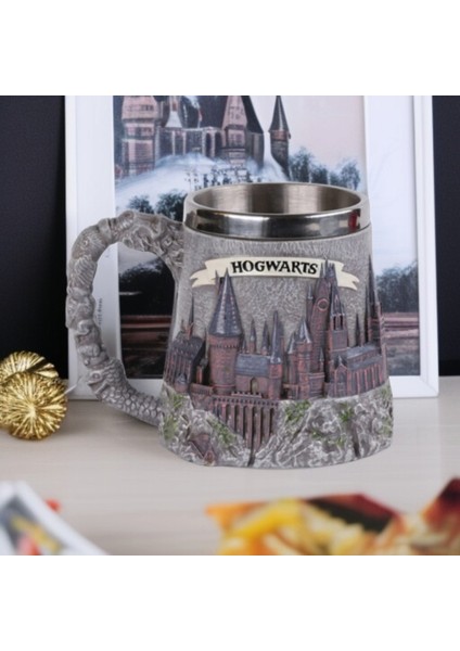 Harry Potter Howarts 3D Kabartmalı Dış Yüzey Içi Çelik Kupa Termos Hediyelik