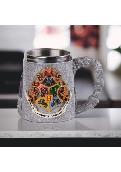 Harry Potter Howarts 3D Kabartmalı Dış Yüzey Içi Çelik Kupa Termos Hediyelik
