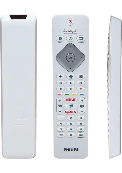 Phılıps Ambılıght Netflıx-Rakuten Tuşlu Beyaz LCD LED Tv Kumanda (4887)