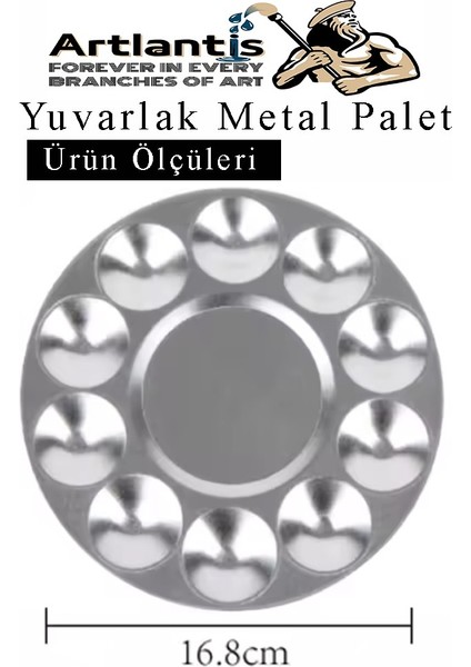 Yuvarlak Metal Palet 1 Adet Metal Boya Paleti 10 Hazneli 17 cm Paslanmaz Resim Boyama Paleti Fırça fırsatları