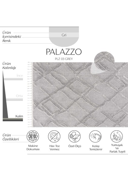 Cool Halı Palazzo 03 Gri Bukle Salon Halısı Mutfak Halısı Çocuk Odası Halısı Kesme Koridor Yolluk
