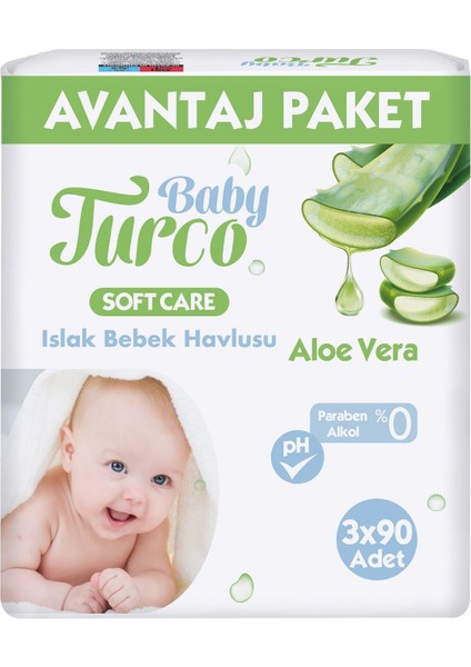 Islak Havlu Mendil Soft Care Aloe Vera 90 Yaprak (15 Li Set) (5pk*3) 1350 Yaprak