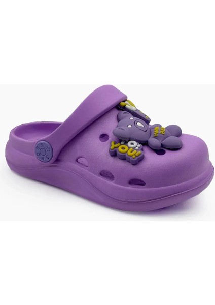 Çocuk Cross Terlik Bahçe Terliği Plaj Sahil Banyo Terliği 30-31-32-33-34-35 Numara Mor Renk modelleri