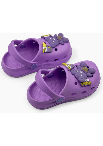 Çocuk Cross Terlik Bahçe Terliği Plaj Sahil Banyo Terliği 30-31-32-33-34-35 Numara Mor Renk indirimleri
