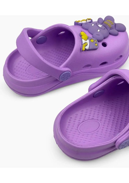 Çocuk Cross Terlik Bahçe Terliği Plaj Sahil Banyo Terliği 30-31-32-33-34-35 Numara Mor Renk