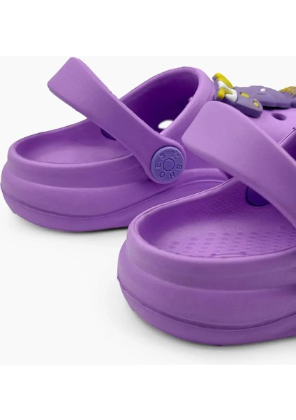 Çocuk Cross Terlik Bahçe Terliği Plaj Sahil Banyo Terliği 30-31-32-33-34-35 Numara Mor Renk