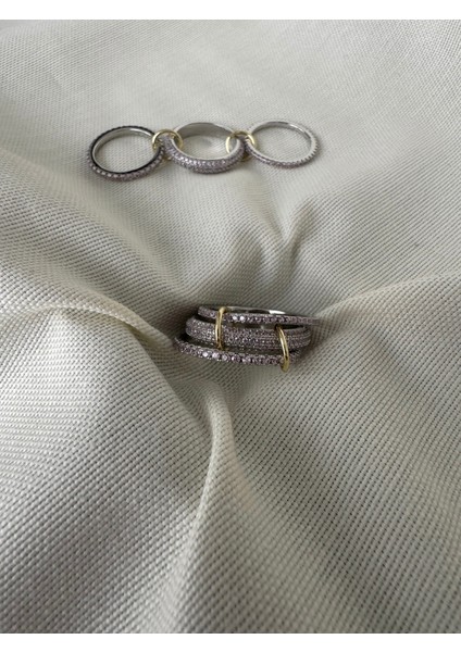 Özel Seri Pembe Taşlı 3lü Tam Tur Yüzük modelleri