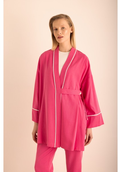 Kemeri Düğme Detaylı Tencel Cotton Kap
