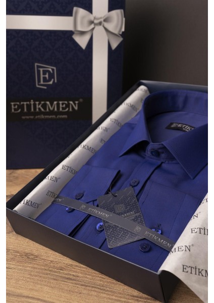 Parliament Mavisi Saten Slimfit Erkek Gömlek