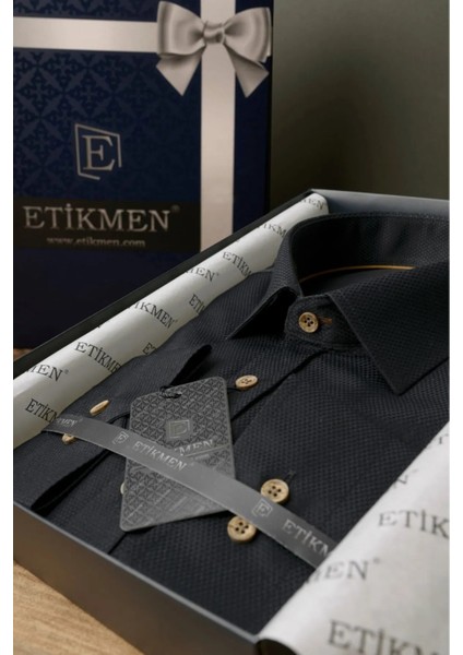 Siyah Kahve Düğmeli Slimfit Erkek Gömlek fırsatları